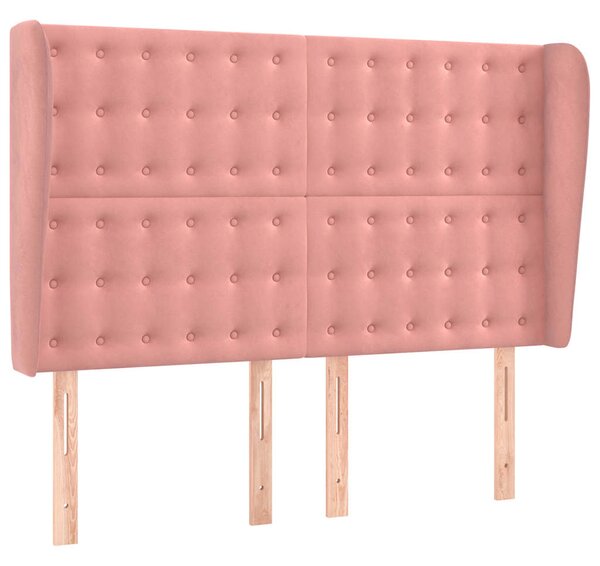 Čelo postele typu ušák růžové 147x23x118/128 cm samet 3118443