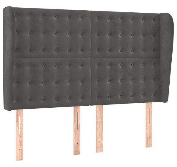 Čelo postele typu ušák tmavě šedé 147x23x118/128 cm samet 3118439