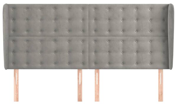 Čelo postele typu ušák světle šedé 183x23x118/128 cm samet 3118450