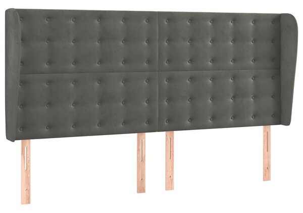 Čelo postele typu ušák tmavě šedé 183x23x118/128 cm samet 3118451