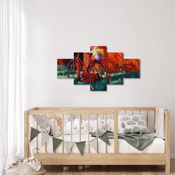 Obraz červeného kola, akrylová malba (125x70 cm)