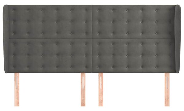 Čelo postele typu ušák tmavě šedé 183x23x118/128 cm samet 3118451