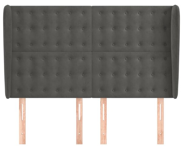 Čelo postele typu ušák tmavě šedé 147x23x118/128 cm samet 3118439