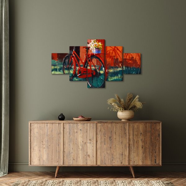 Obraz červeného kola, akrylová malba (125x70 cm)