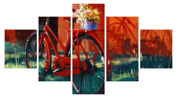 Obraz červeného kola, akrylová malba (125x70 cm)