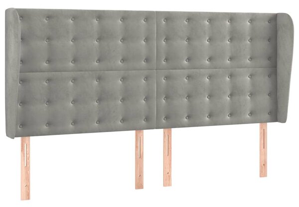 Čelo postele typu ušák světle šedé 183x23x118/128 cm samet 3118450