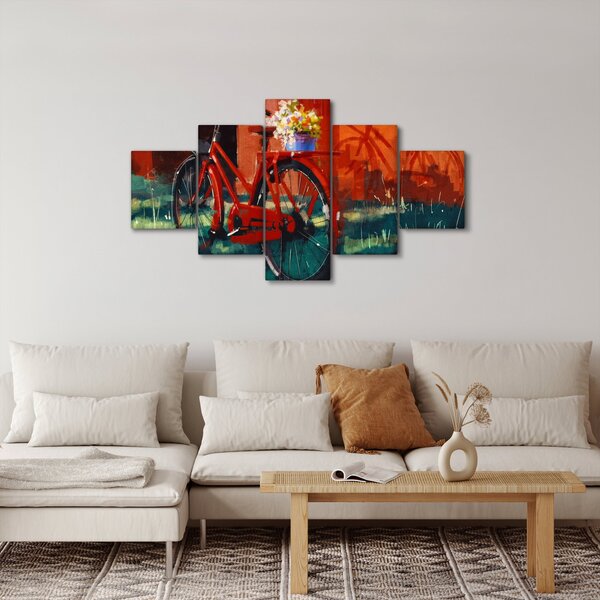Obraz červeného kola, akrylová malba (125x70 cm)