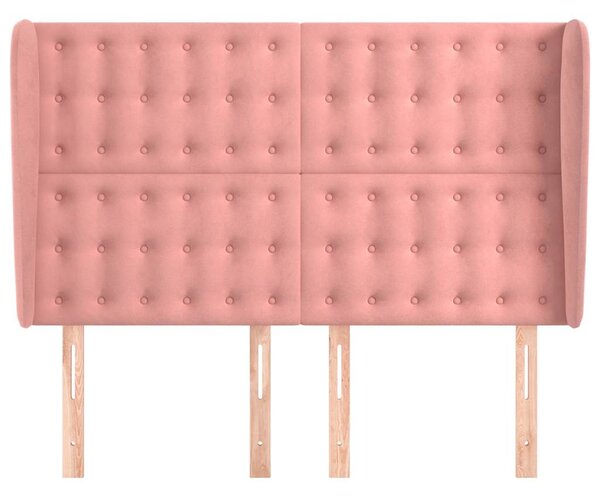 Čelo postele typu ušák růžové 147x23x118/128 cm samet 3118443