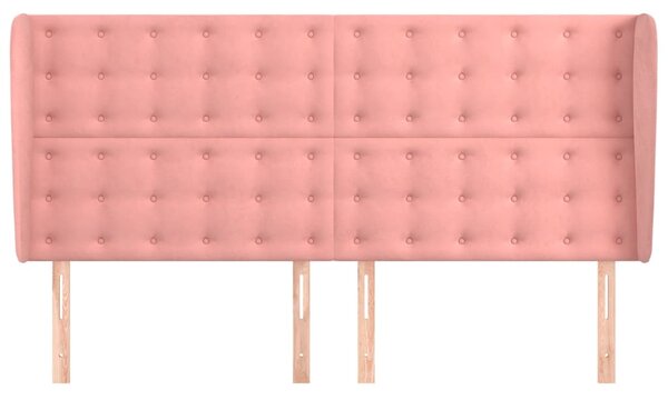 Čelo postele typu ušák růžová 203x23x118/128 cm samet 3118461