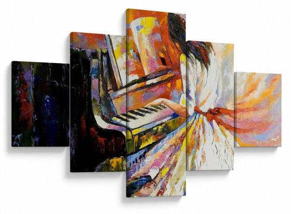 Obraz - Žena hrající na piáno (125x70 cm)