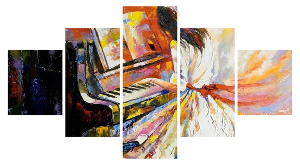 Obraz - Žena hrající na piáno (125x70 cm)