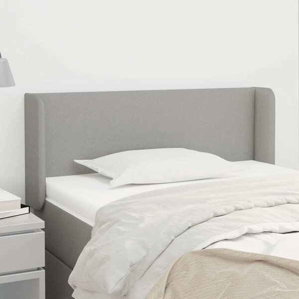 Čelo postele typu ušák světle šedé 83x16x78/88 cm textil 3118462