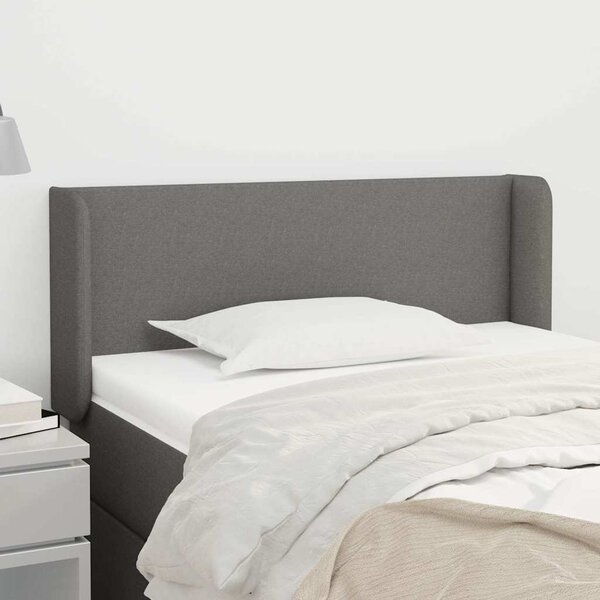 Čelo postele typu ušák tmavě šedé 83x16x78/88 cm textil 3118463
