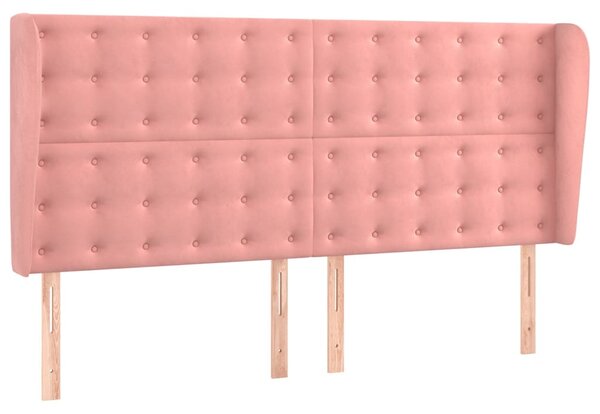 Čelo postele typu ušák růžová 203x23x118/128 cm samet 3118461