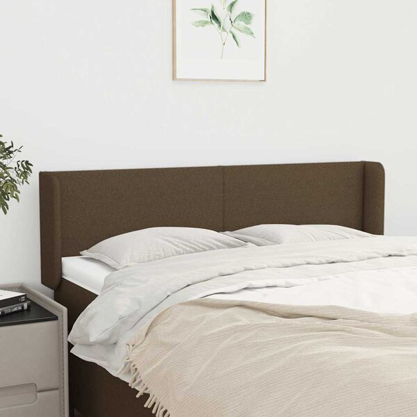 Čelo postele typu ušák tmavě hnědé 147x16x78/88 cm textil 3118489