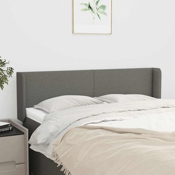 Čelo postele typu ušák tmavě šedé 147x16x78/88 cm textil 3118487