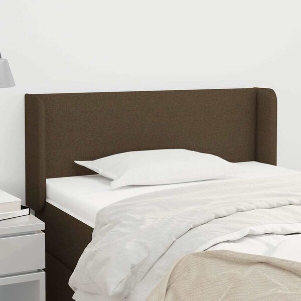 Čelo postele typu ušák tmavě hnědé 103x16x78/88 cm textil 3118481