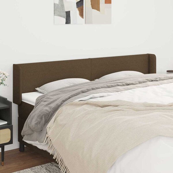 Čelo postele typu ušák tmavě hnědé 163x16x78/88 cm textil 3118497