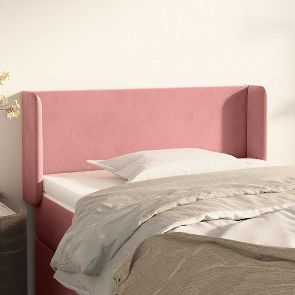 Čelo postele typu ušák růžová 83 x 16 x 78/88 cm samet 3118523