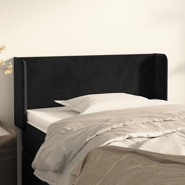 Čelo postele typu ušák černé 83 x 16 x 78/88 cm samet 3118520