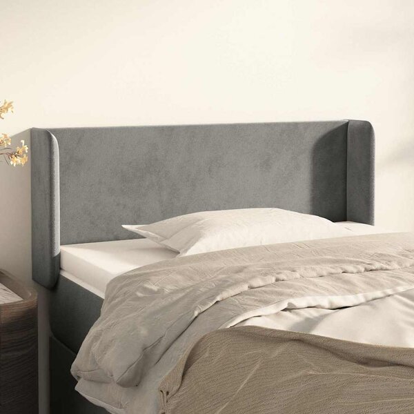 Čelo postele typu ušák světle šedé 83x16x78/88 cm samet 3118518