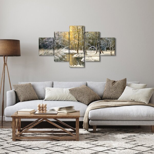 Obraz - Chaloupka v lese, olejomalba (125x70 cm)