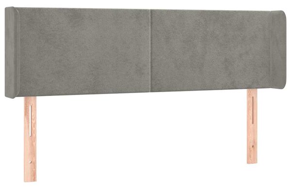 Čelo postele s LED světle šedé 147 x 16 x 78/88 cm samet 3123004