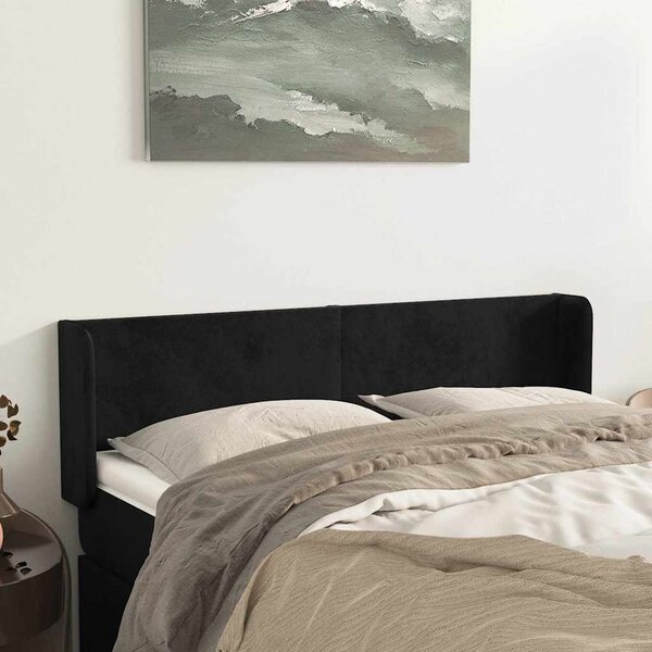 Čelo postele typu ušák černé 147x16x78/88 cm samet 3118538