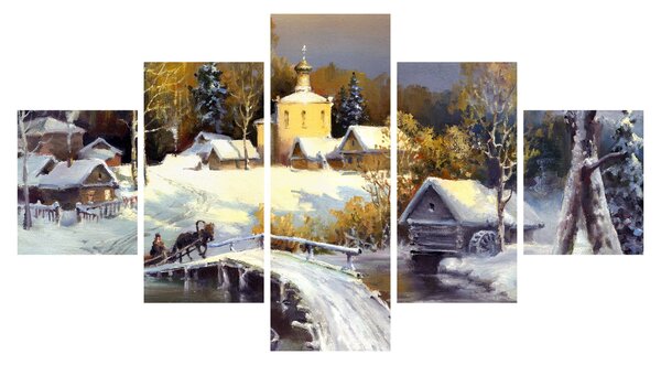 Obraz - Zimní městečko (125x70 cm)