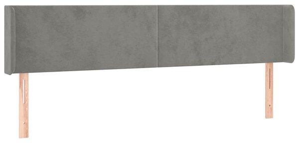 Čelo postele typu ušák světle šedé 183x16x78/88 cm samet 3118548