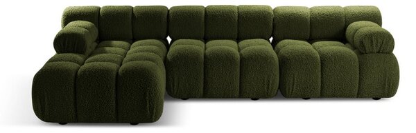 Zelená modulární rohová pohovka z textilie bouclé (levý roh) Bellis – Micadoni Home