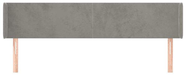 Čelo postele typu ušák světle šedé 183x16x78/88 cm samet 3118548