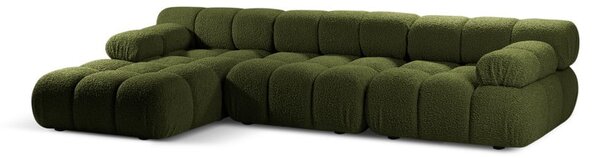 Zelená modulární rohová pohovka z textilie bouclé (levý roh) Bellis – Micadoni Home