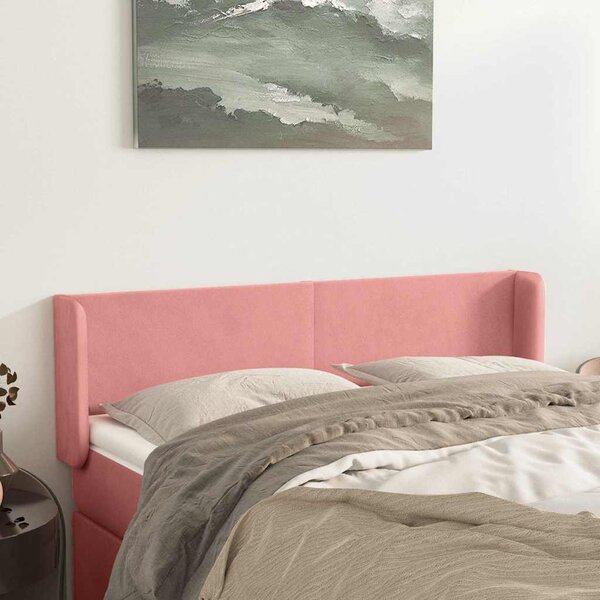 Čelo postele typu ušák růžová 147x16x78/88 cm samet 3118541
