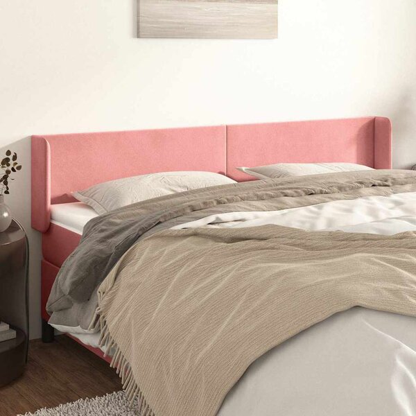 Čelo postele typu ušák růžová 163x16x78/88 cm samet 3118547