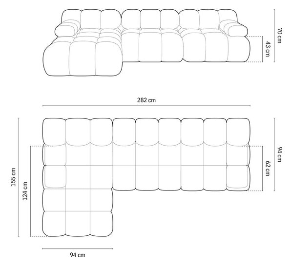 Zelená modulární rohová pohovka z textilie bouclé (levý roh) Bellis – Micadoni Home