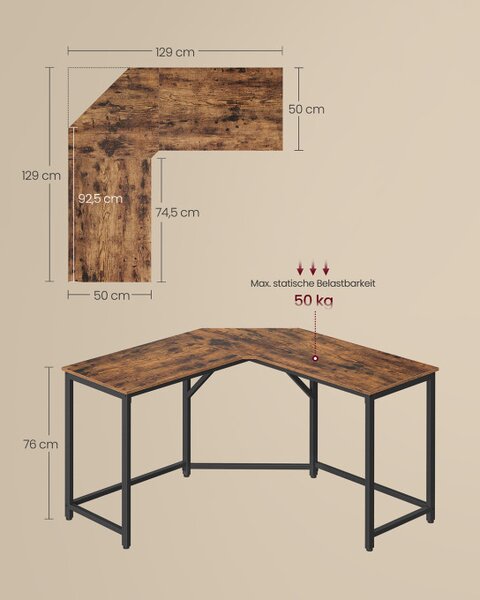 Rohový kancelářský stůl LWD124K01