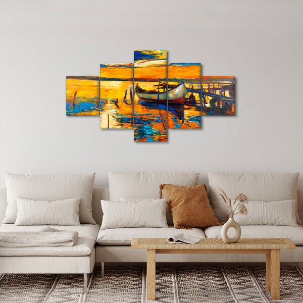 Obraz - Loďka při západu slunce (125x70 cm)