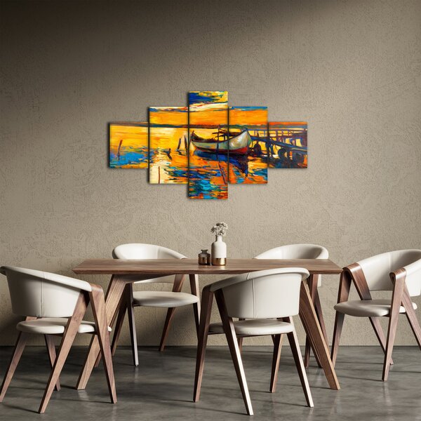 Obraz - Loďka při západu slunce (125x70 cm)