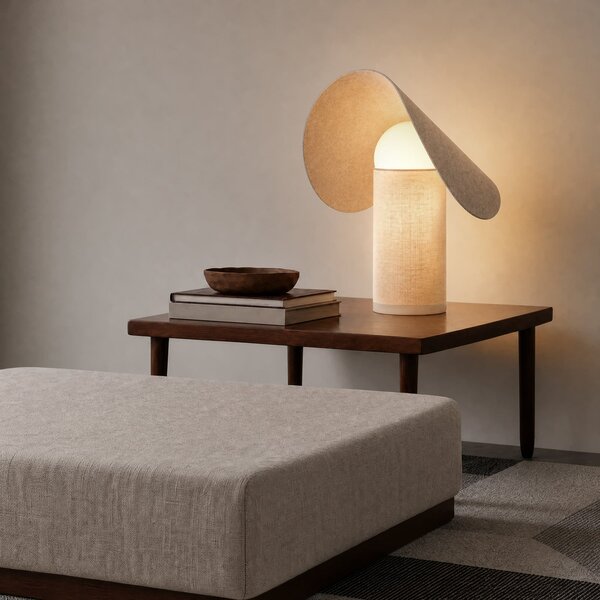 Stolní lampa Lucande, Tamani, stmívatelné, Béžová, Obývací pokoj, Tkanina / Textil, Design