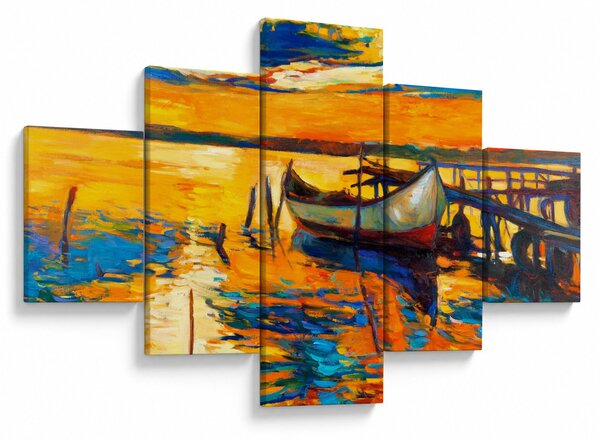 Obraz - Loďka při západu slunce (125x70 cm)