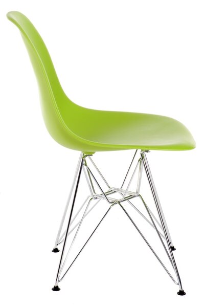 Židle P016 PP zelená, chromované nohy, Sedák bez čalounění, Nohy: chrom, chrom, barva: zelená, bez područek chrom