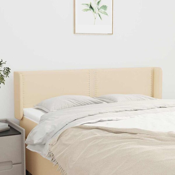 Čelo postele typu ušák krémové 147 x 16 x 78/88 cm textil 3118631
