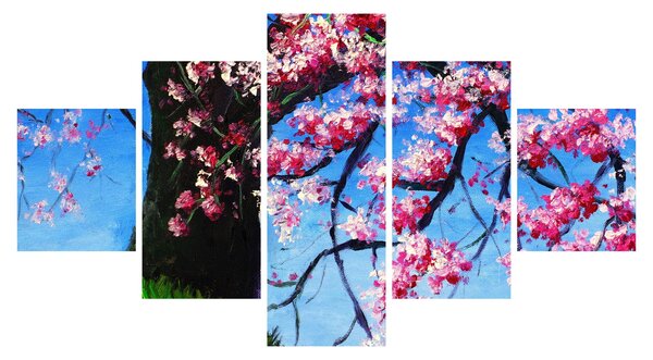 Obraz malované rozkvetlé třešně (125x70 cm)