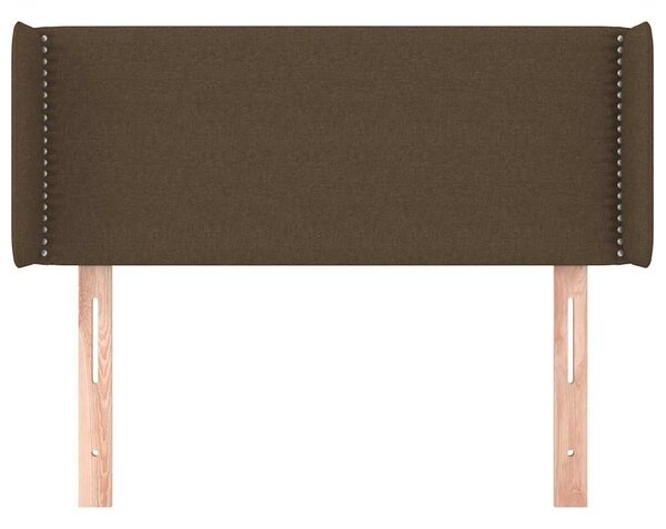 Čelo postele typu ušák tmavě hnědé 103x16x78/88 cm textil 3118621