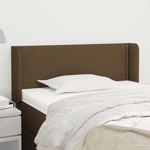 Čelo postele typu ušák tmavě hnědé 103x16x78/88 cm textil 3118621