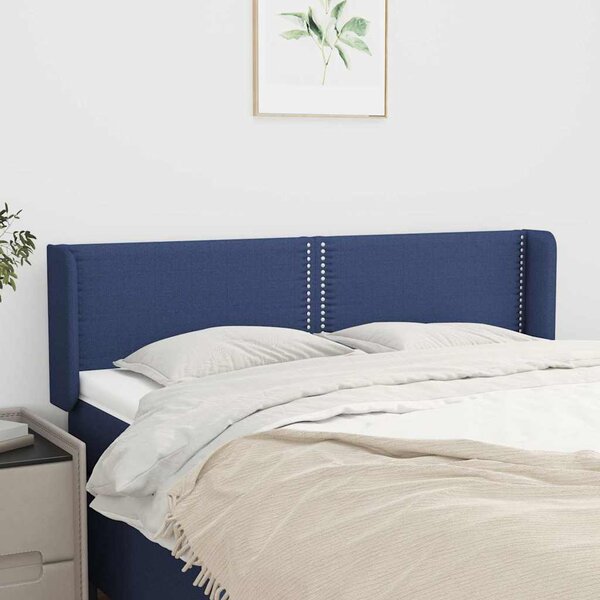 Čelo postele typu ušák modré 147 x 16 x 78/88 cm textil 3118632