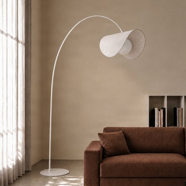Stojací Lampa Lucande, Tamani, stmívatelné, Béžová, Obývací pokoj, Tkanina / Textil, Design