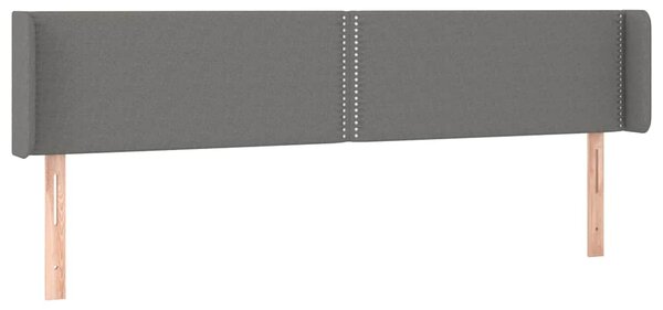 Čelo postele s LED tmavě šedé 203 x 16 x 78/88 cm textil 3123119