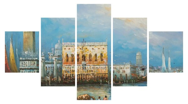Obraz - Gondola projíždějící Benátkami, olejomalba (125x70 cm)